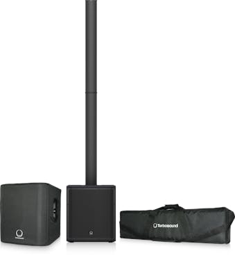 Turbosound iP2000 BUNDLE 1000W Powered Column Loudspeaker with a 12" Subwoofer and Bags