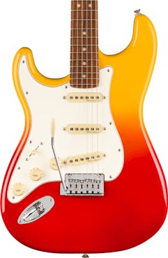 Fender Player Plus Stratocaster Left-Handed Electric Guitar in Tequila Sunrise Red/Orange