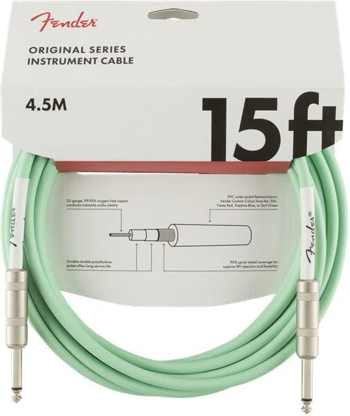 Fender Original Series Instrument Cable 15' in Surf Green