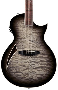 ESP LTD Tl-6 QM Thinline Electric Guitar in Charcoal Burst