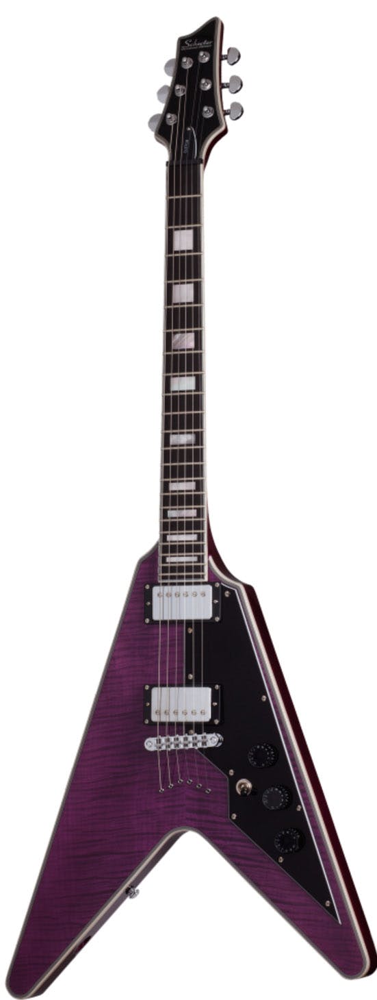 Schecter V-1 CUSTOM Electric Guitar in Trans purple - Andertons 