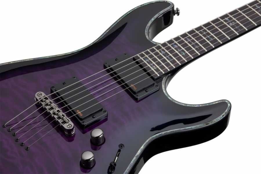 Schecter Hellraiser C-1 Electric Guitar in Trans Purple Burst