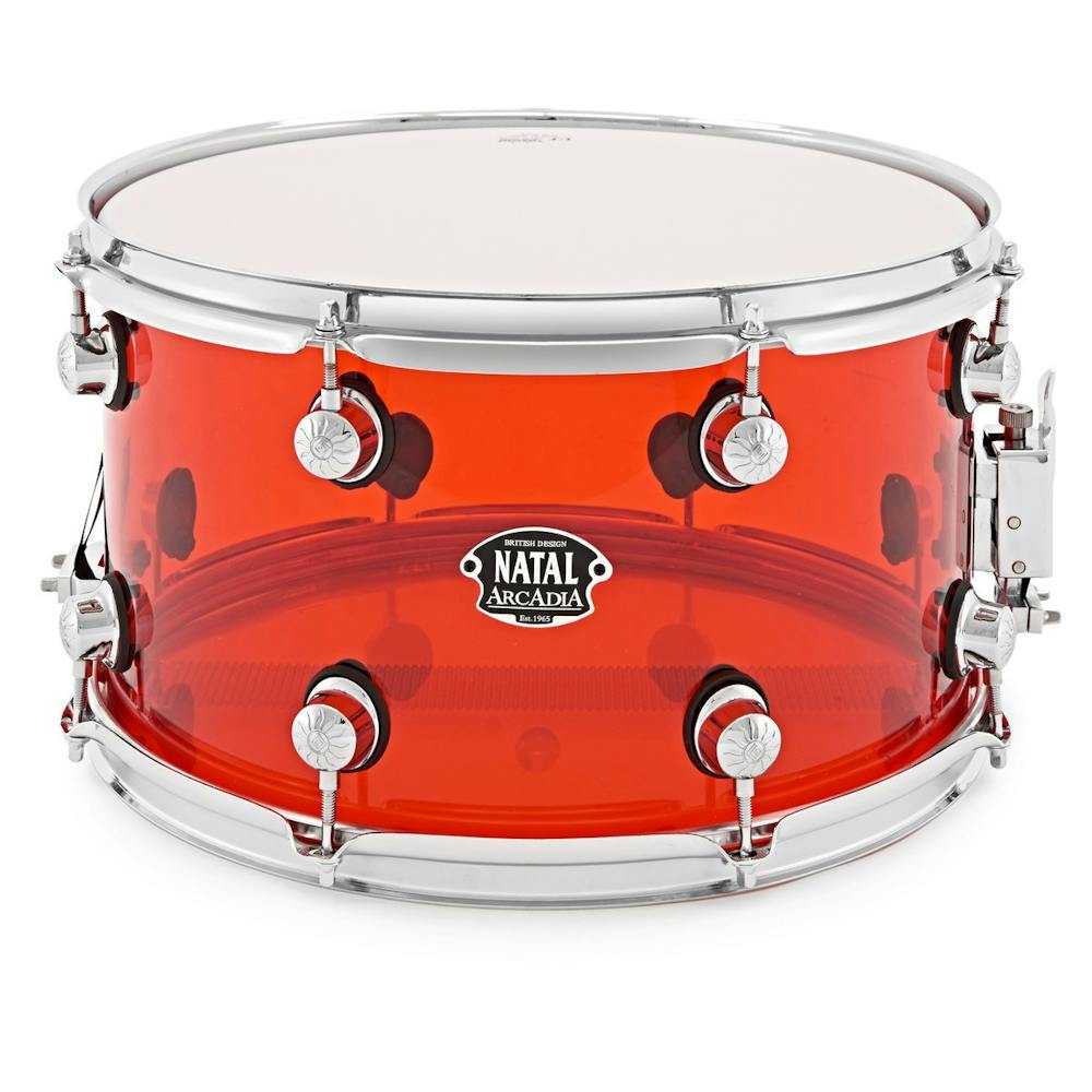 Natal Arcadia Acrylic 14 x 6.5 Acrylic Snare Drum in Trans Red