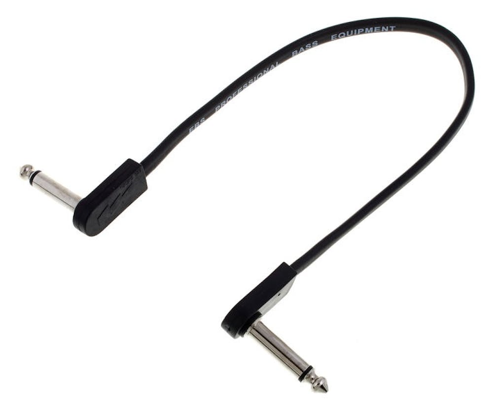 EBS Premium Chrome Flat Right Angle Jack Patch Cable - 28CM
