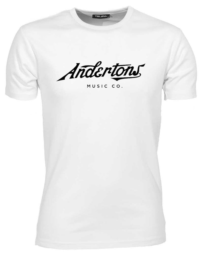 Andertons Classic Script Logo Fitted T-Shirt in White - Large