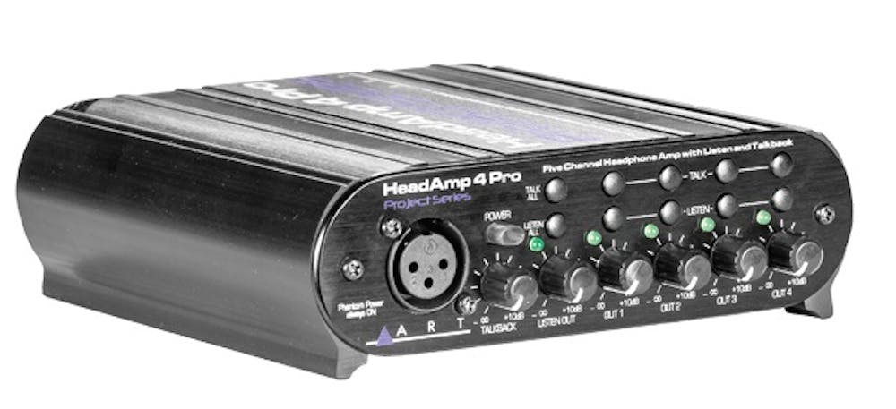 ART HeadAMP 4 Pro - Five Channel Headphone Amplifier w/ Talkback