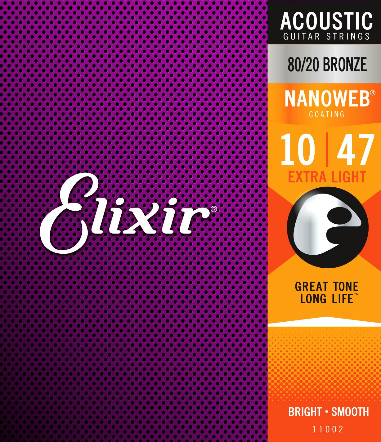 Elixir Bronze Nanoweb Extra Light 10 47 Acoustic Strings