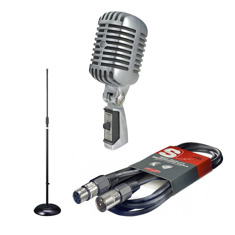 Shure 55SH Vocal Microphone Bundle with Stand and XLR Cable
