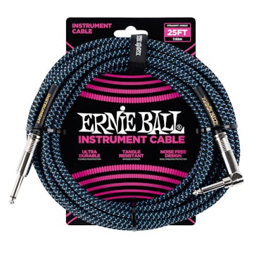 Ernie Ball 25ft Braided Instrument Cable in Blue