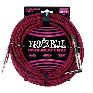 Ernie Ball 25ft Braided Instrument Cable in Red