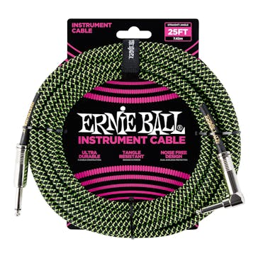 Ernie Ball 25ft Braided Instrument Cable in Green