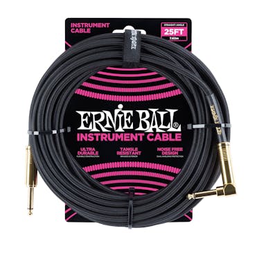 Ernie Ball 25ft Braided Instrument Cable in Black