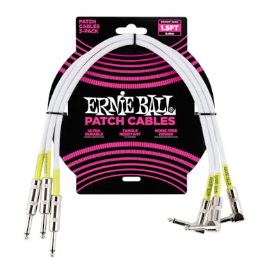 Ernie Ball 1.5ft Straight/Angle Patch Cable in White, 3-pack