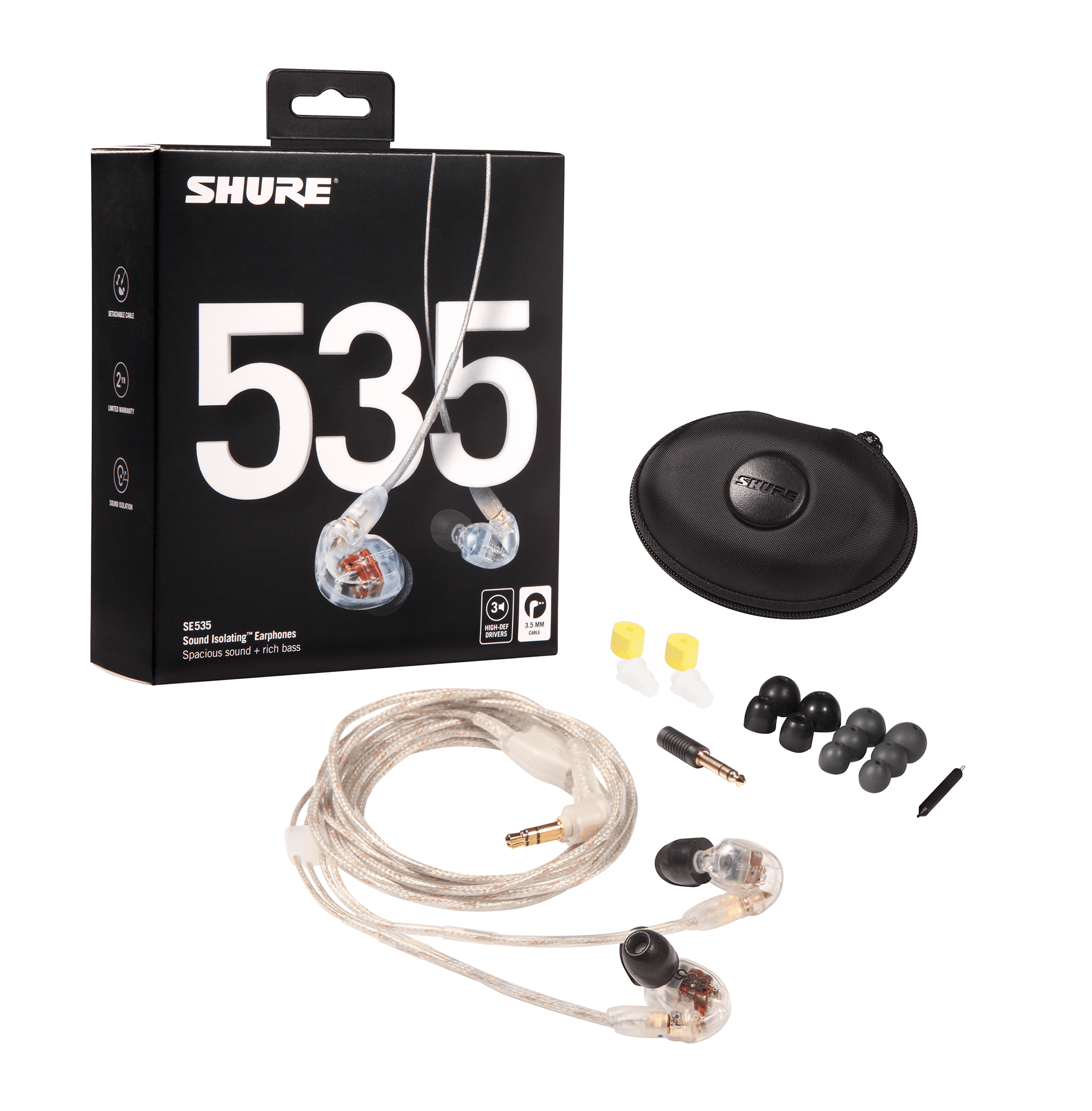 Shure SE535 Sound Isolating Earphones in Clear - Andertons Music Co.