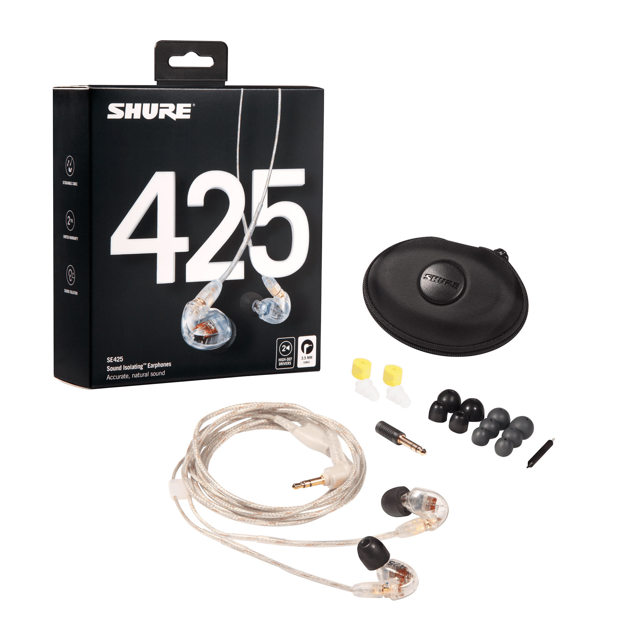 Shure SE425 Sound Isolating Earphones in Clear - Andertons Music Co.