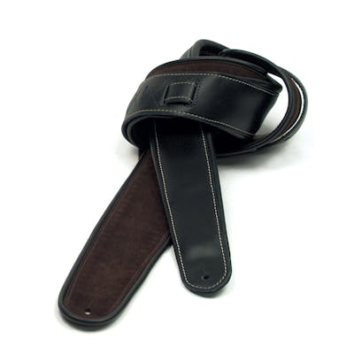 D'Addario Comfort Leather Strap with Contrasting Stitch in Black