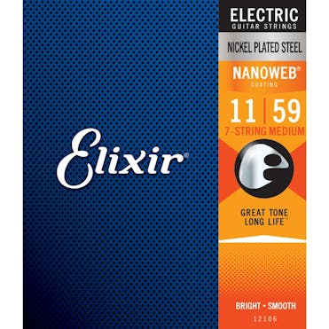 Elixir Nanoweb Nickel 7 String Medium Electric Guitar Strings 11-59