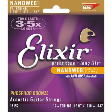 Elixir Acoustic Nanoweb Phosphor Bronze 12 String Light 10-47