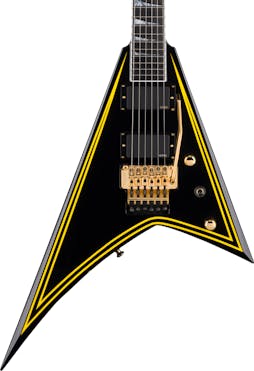 Jackson MJ Series Rhoads RR24MG Electric Guitar in Black with Yellow Pinstripes
