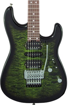 Charvel MJ San Dimas Style 1 HSH FR PF QM Electric Guitar in Transparent Green Burst
