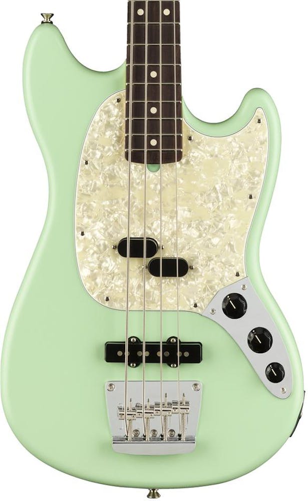 Fender American Performer Mustang Bass in Satin Surf Green