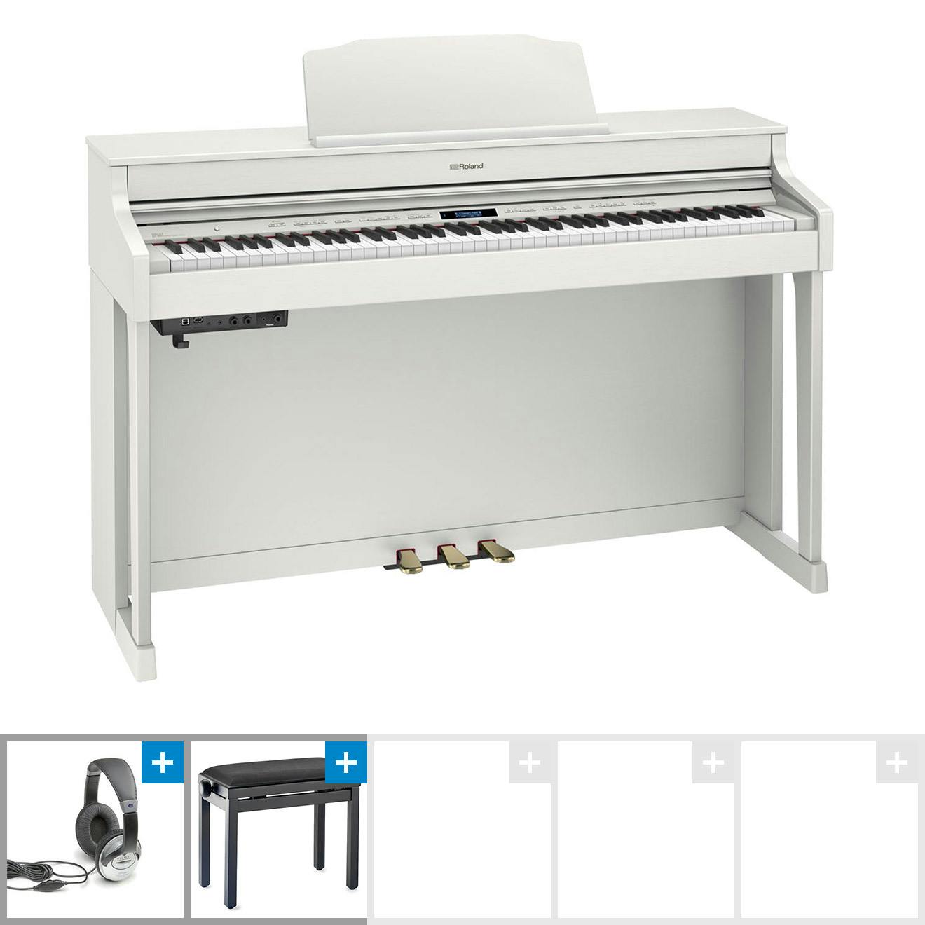 Roland HP603 Digital Home Piano Bundle in Matte White