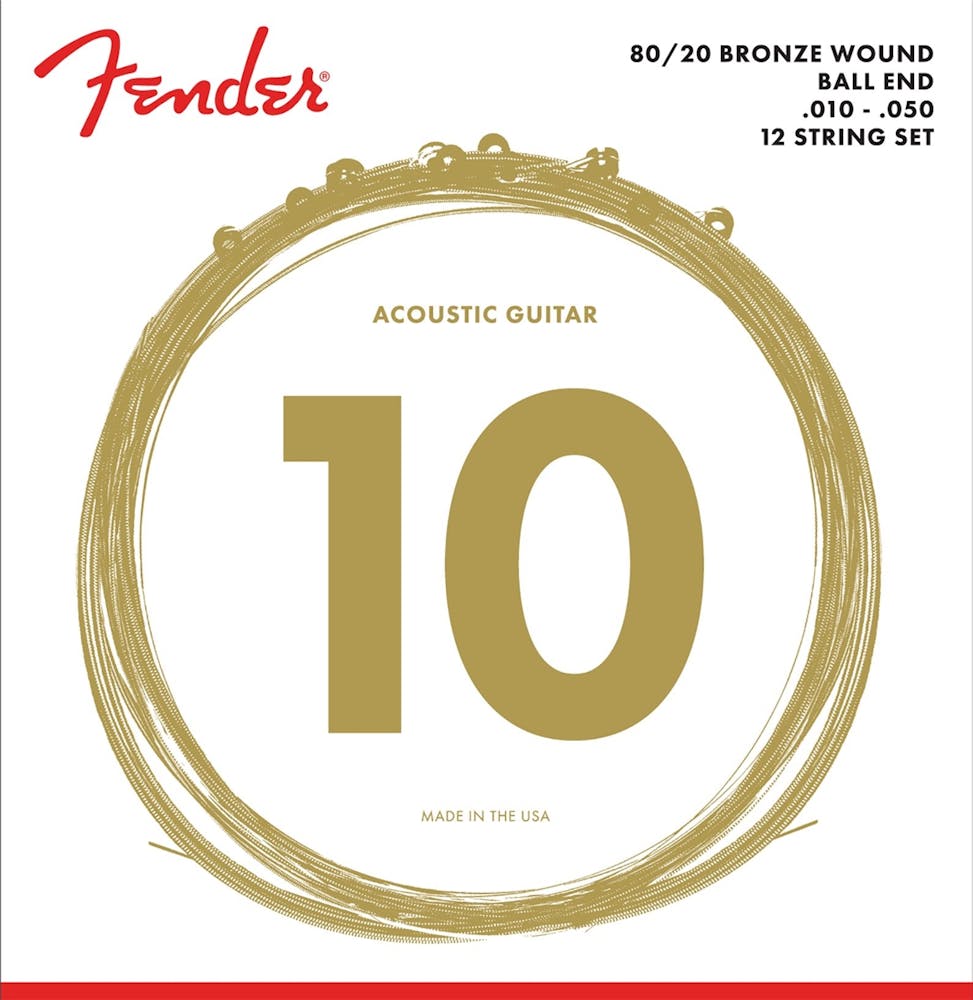 Fender 80/20 Bronze Acoustic Strings 10-50 for 12-String Guitar