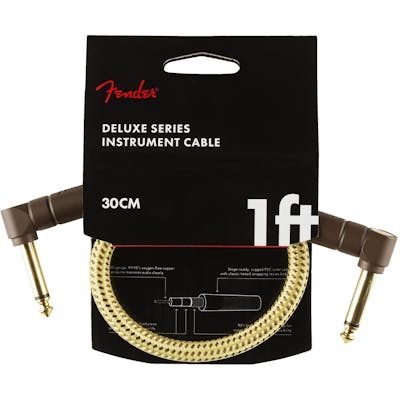 Fender Deluxe Series Instrument Cable Angle/Angle 1' in Tweed
