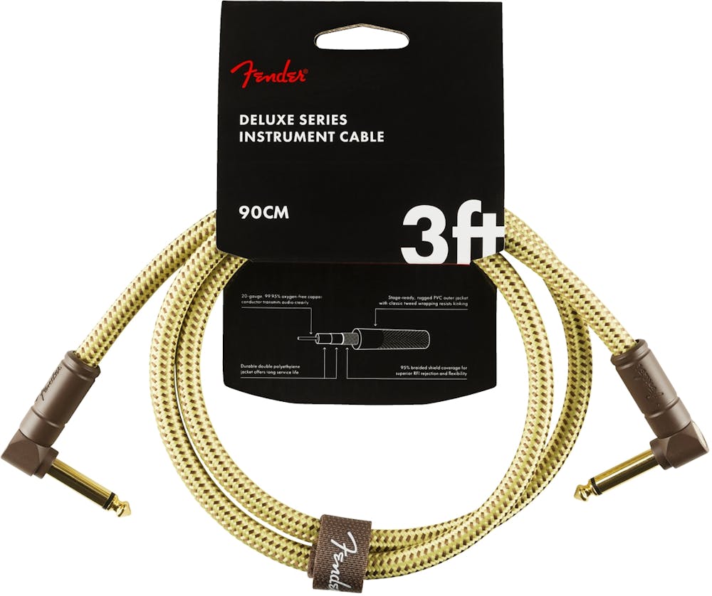 Fender Deluxe Series Instrument Cable Angle/Angle 3' in Tweed