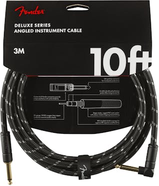 Fender Deluxe Series Instrument Cable Straight/Angle 10' in Black Tweed
