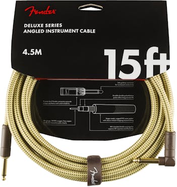Fender Deluxe Series Instrument Cable Straight/Angle 15' in Tweed