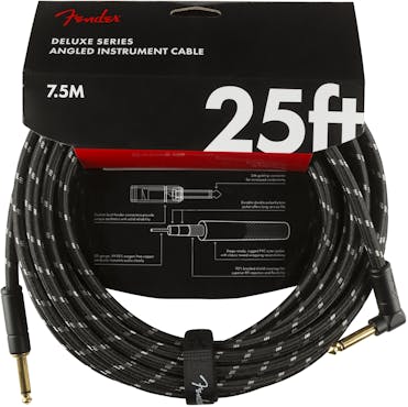 Fender Deluxe Series Instrument Cable Straight/Angle 25' in Black Tweed