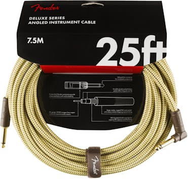 Fender Deluxe Series Instrument Cable Straight/Angle 25' in Tweed