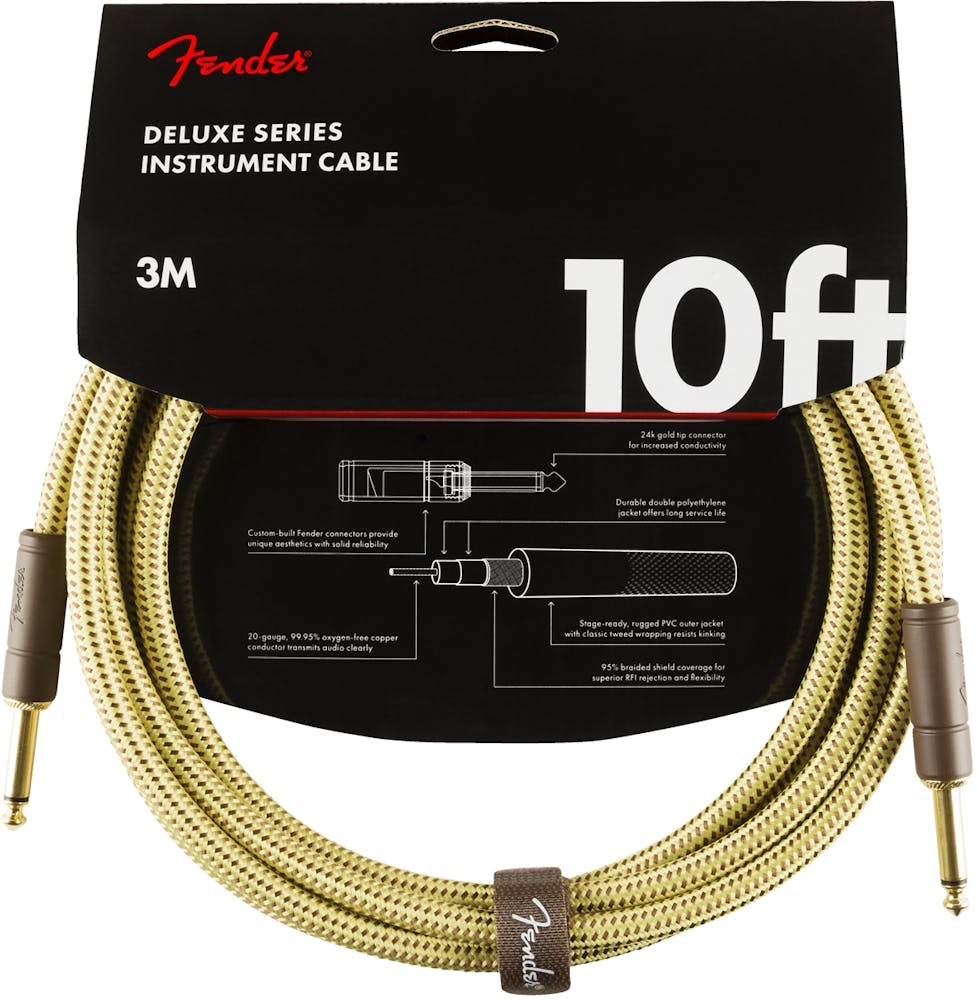 Fender Deluxe Series Instrument Cable Straight/Straight 10' in Tweed
