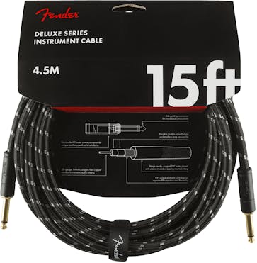 Fender Deluxe Series Instrument Cable Straight/Straight 15' in Black Tweed