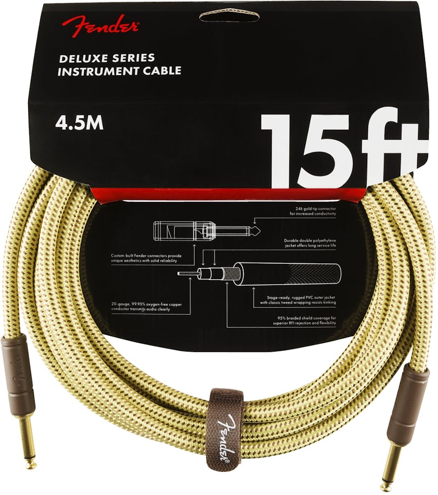 Fender Deluxe Series Instrument Cable Straight/Straight 15' in Tweed