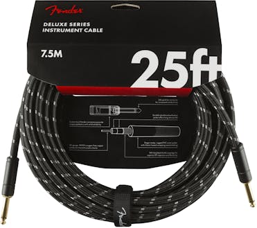Fender Deluxe Series Instrument Cable Straight/Straight 25' in Black Tweed