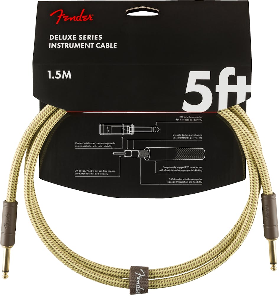 Fender Deluxe Series Instrument Cable Straight/Straight 5' in Tweed