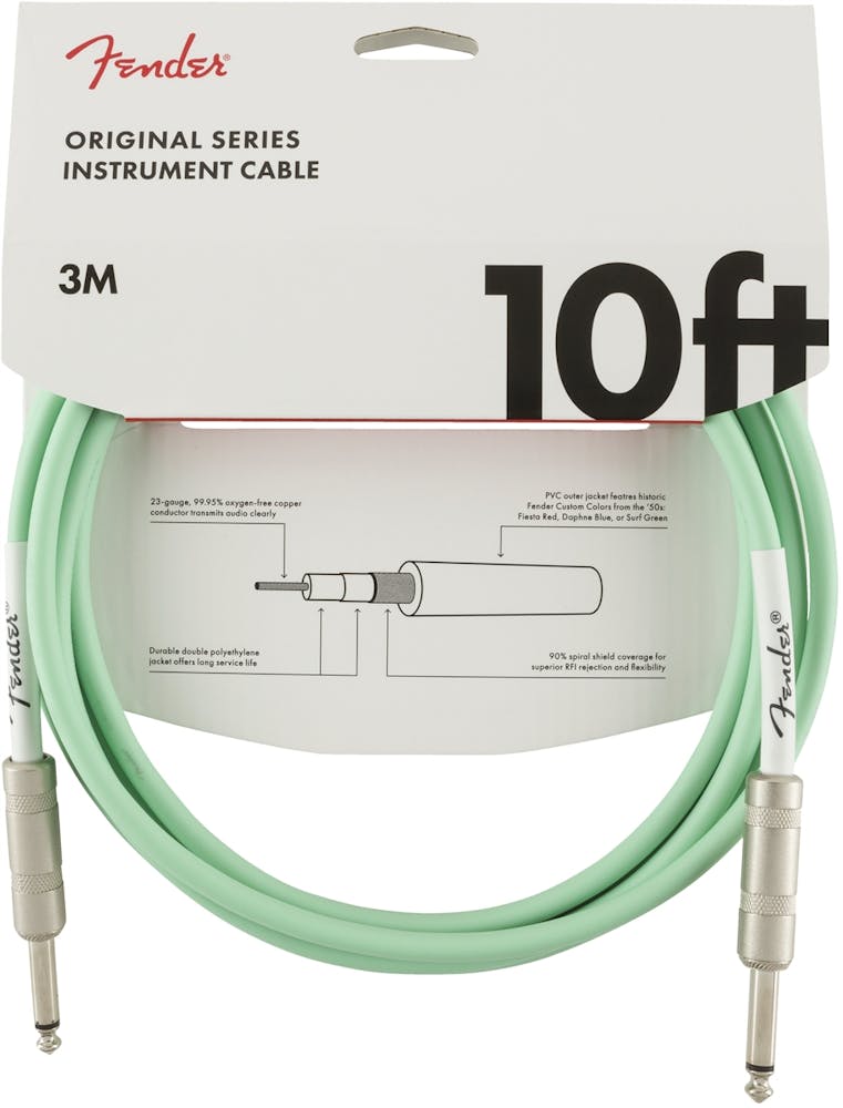 Fender Original Series Instrument Cable 10' in Surf Green