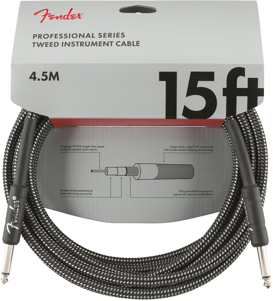 Fender Professional Series Instrument Cable 15' in Gray Tweed