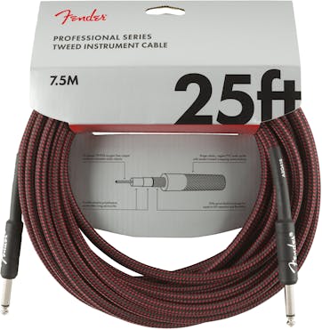 Fender Professional Series Instrument Cable 25' in Red Tweed
