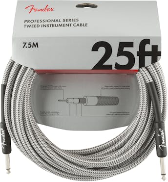 Fender Professional Series Instrument Cable 25' in White Tweed
