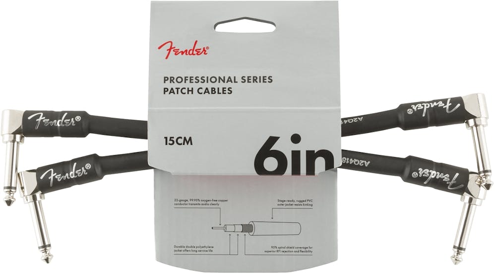 Fender Professional Series Instrument Cable 2-Pack Angle/Angle 6" in Black