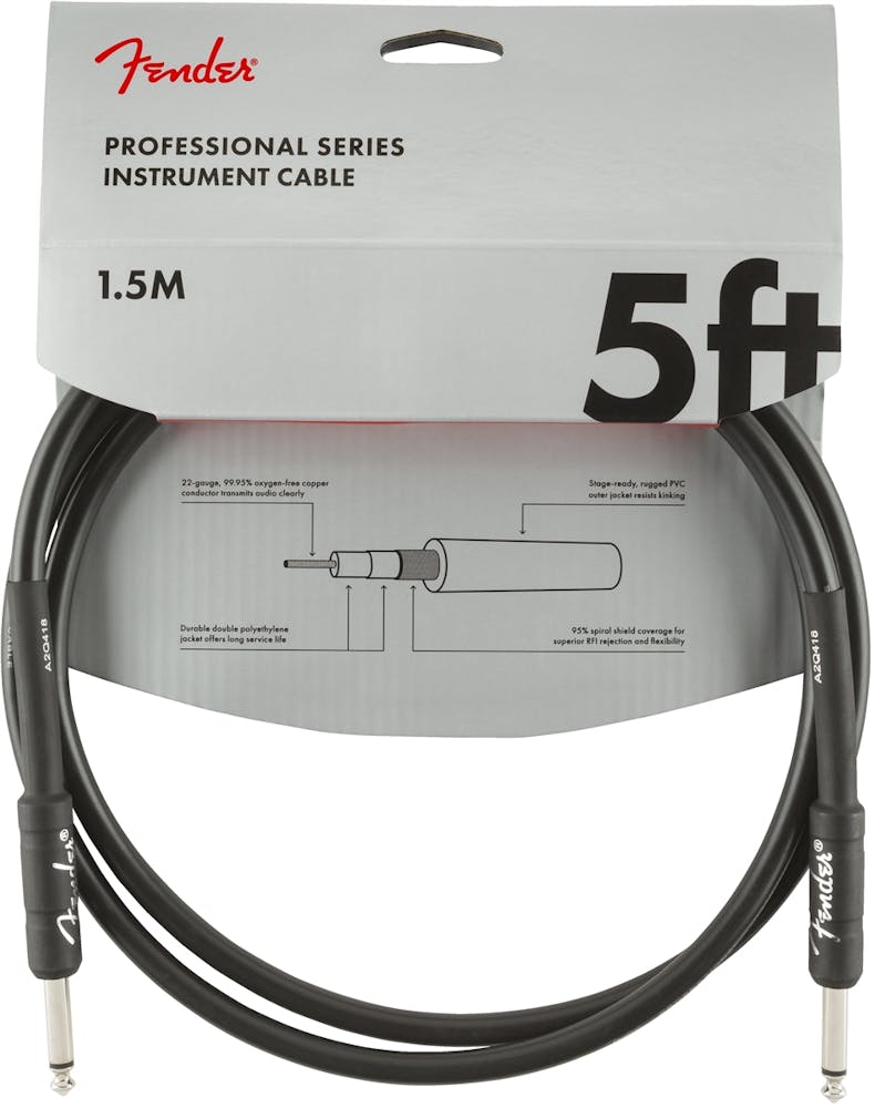 Fender Professional Series Instrument Cable Straight/Straight 5' in Black