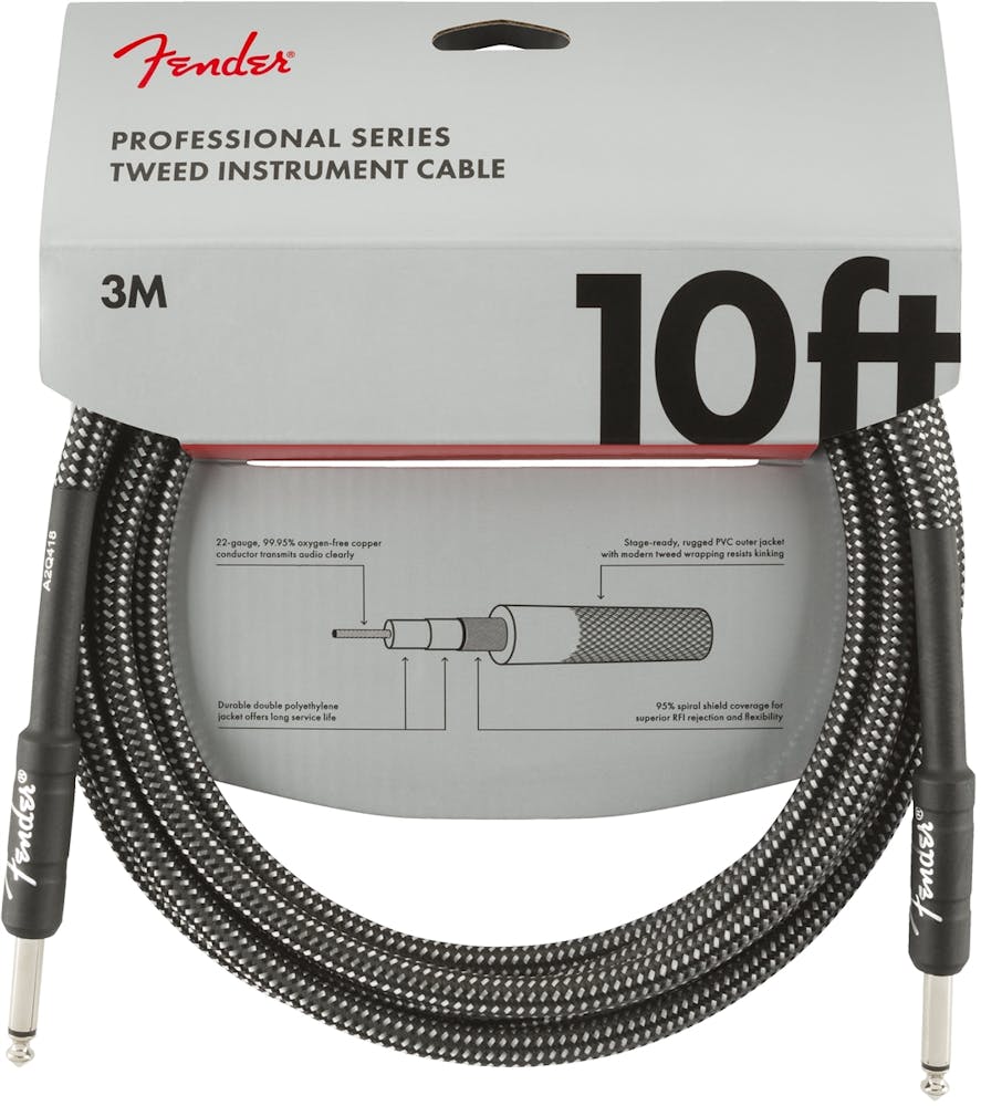 Fender Professional Series Instrument Cable 10' in Gray Tweed