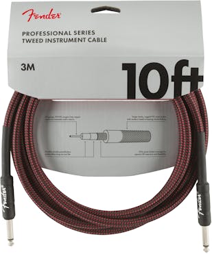 Fender Professional Series Instrument Cable 10' in Red Tweed