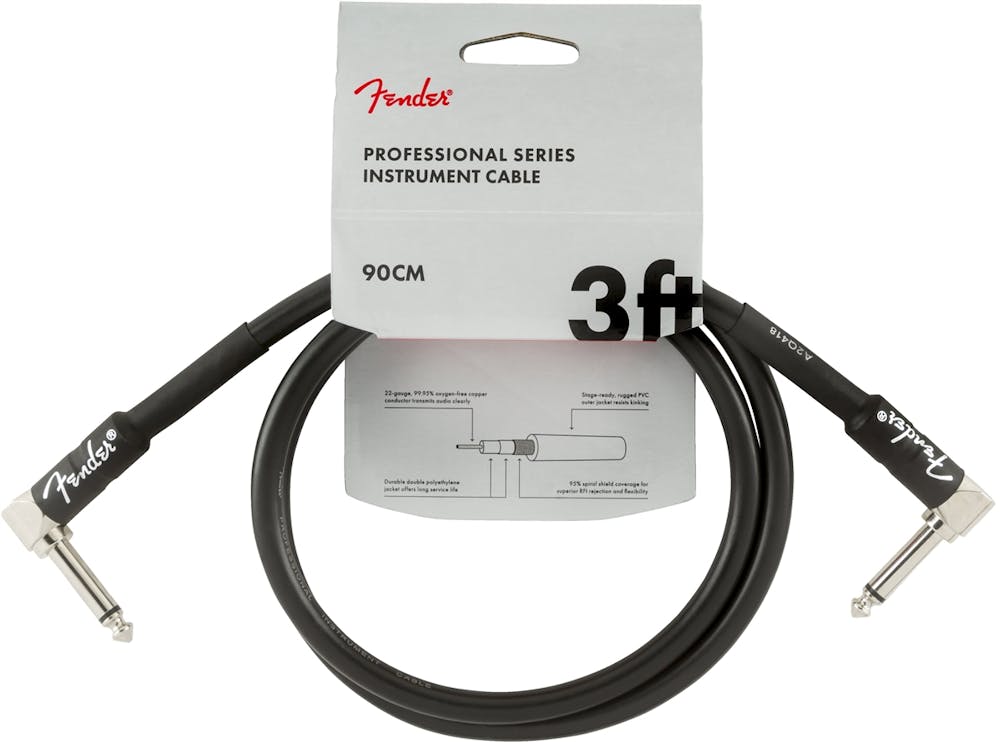 Fender Professional Series Instrument Cable Angle/Angle 3' in Black