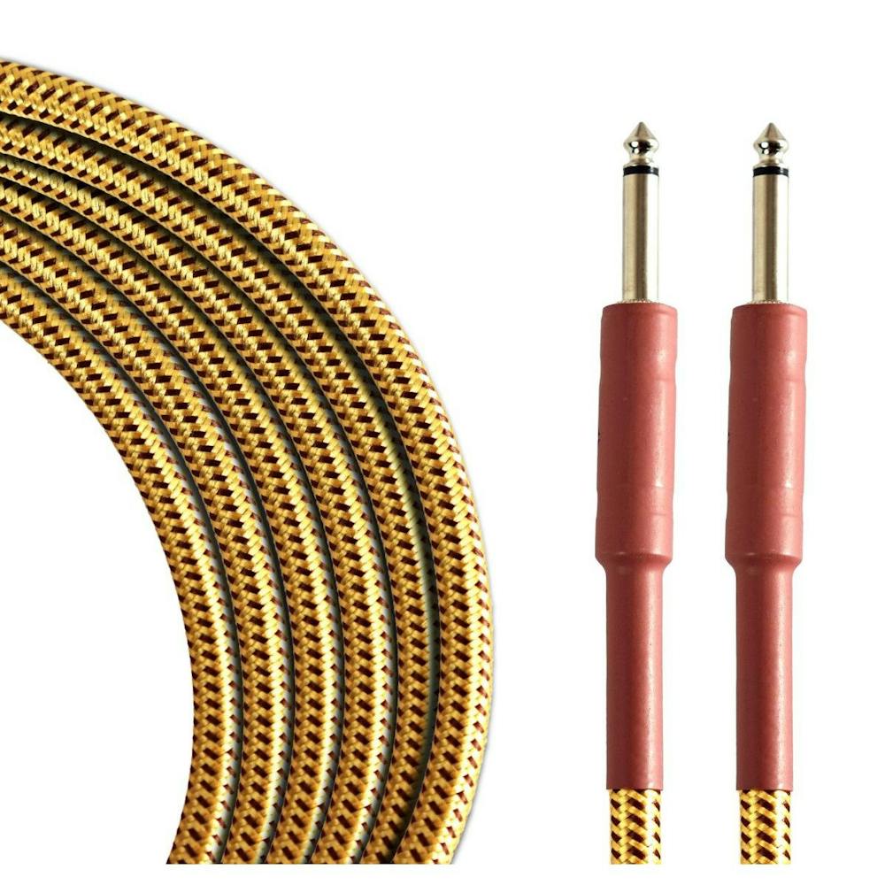 Tourtech 6m/20ft Braided Tweed Straight to Straight Guitar Cable