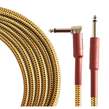 Tourtech 6m/20ft Braided Tweed Straight to Angled Guitar Cable