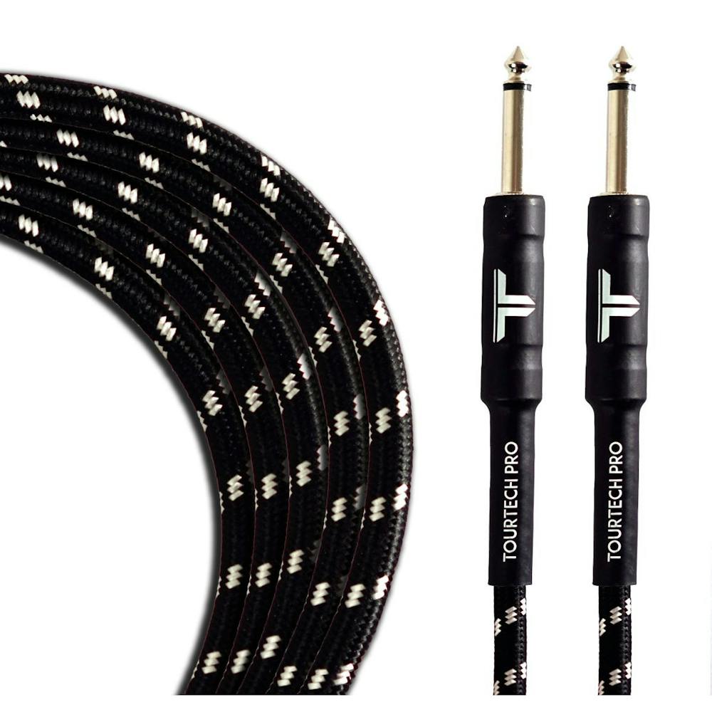 Tourtech 6m/20ft Braided Black & Grey Straight to Straight Guitar Cable